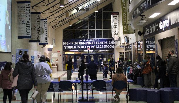  Families arrive to check in at Buffett for School Choice Night